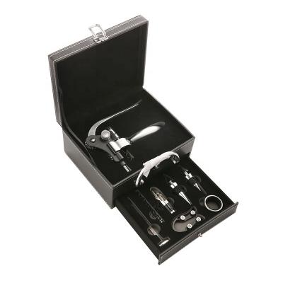 China 9 in 1 Wine Set 8pcs Wine Kit Rabbit Wine Opener Set with Leather Box for sale