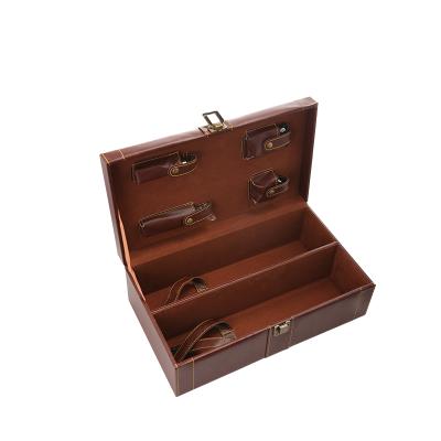 China Stocked Popular Hot Sale Wine Bottle Corkscrew Set Leather Wine Box for sale