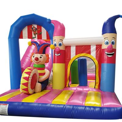 China Who respects the environment; Safe Commercial Clown Character Bounce Obstacle Castles Outdoor Jumping Inflatable Slides Bouncer Castle Slide For Kids for sale