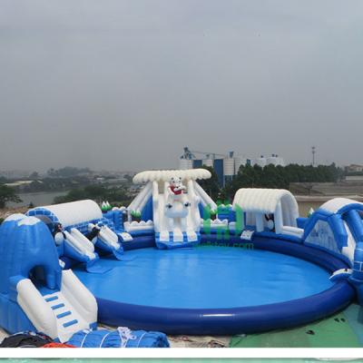 China HI School Chian factory giant inflatable water park, inflatable water pool with slide for sale for sale