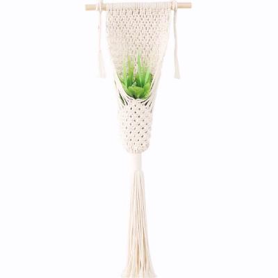 China Hanging Baskets Customized Custom Woven Cotton Macarme Wall Hanging Basket for sale