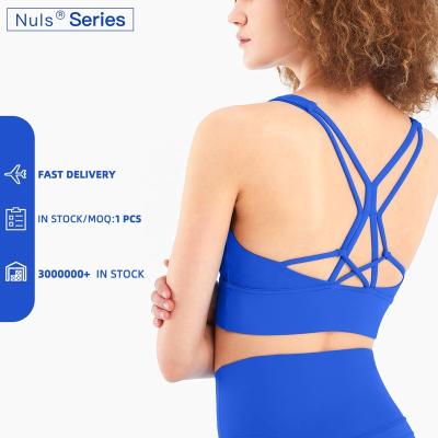 China 2022 Wholesale Beauty Backless Cross Top Breathable U Neck Fitness Support Sports Sexy Bra for sale