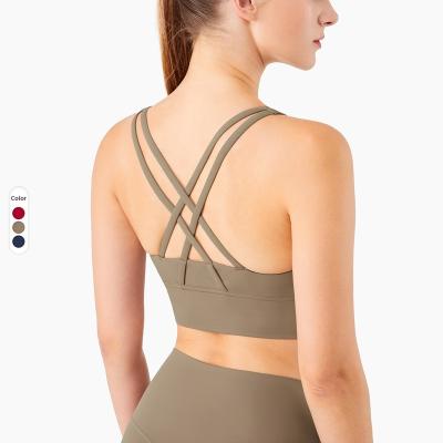 China Fashion Solid Color Breathable Yoga Top With Sexy Back Elastic Edge Women Breathable Workout Bra for sale