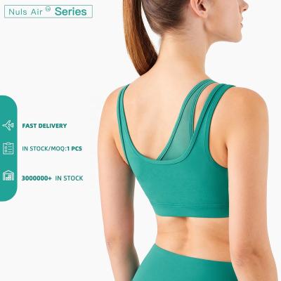 China Breathable Soft Breathable Women Workout Unique Design Mesh Black Sports Bras High Impact Fitness Tops ODM for sale