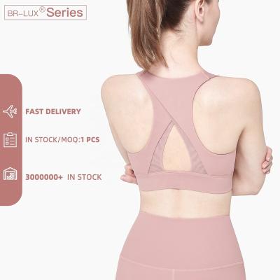 China Breathable Drop Shipping Mesh Back Sports Bra Breathable Sexy Yoga Top Fitness For Women for sale