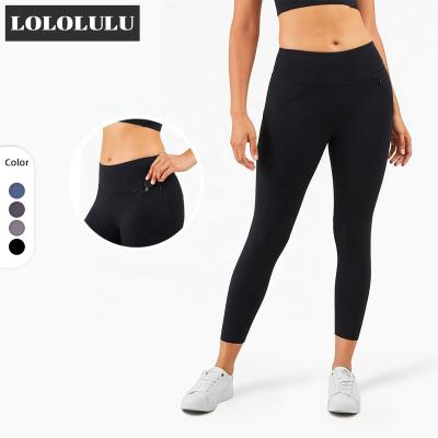 China High Quality Colored Women Breathable Sport Gaiters With Outer Line Gym Pocket Hip Tights for sale