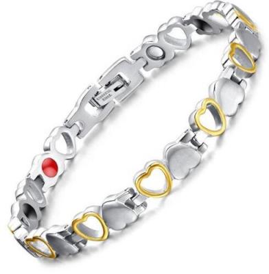 China 9017 FASHIONABLE pure titanium heart-shaped germanium health energy bracelets women and men bio magnetic bracelet for sale