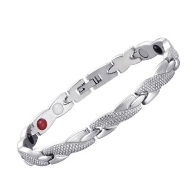 China FASHIONABLE Dropshipping Silver Bio Runbalance Worry Relief Magnetic Therapy 4 In 1 Stainless Steel Bracelets for sale