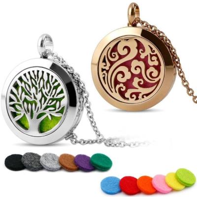 China NO--fade 316L Stainless Steel Essential Oil Diffuser Tree of Life Diffuser Pendant Necklace for sale