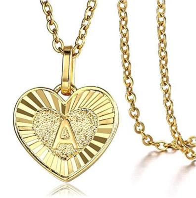 China Hiphop Trendsmax Heart Love Initial Letter A to Z Alphabet Pendant Necklace Gift for Women Girls Gold Plated Stainless Steel Rolo Link for sale