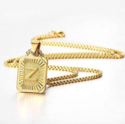 China Hiphop Trendsmax Initial Letter A to Z Alphabet Pendant Necklace Gift for Women Girls Gold Plated Stainless Steel Rolo Link for sale