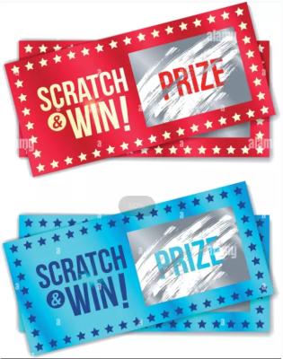 China paper & Cardboard Free Design Custom Double Sided Printing Scratch Cards / Win Lottery Ticket High Quality Scratch Off Card for sale