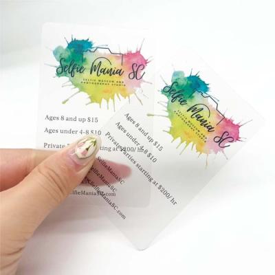 China Plastic Customized Waterproof PVC White Ink Full Transparent Business Card With Holographic Logo for sale