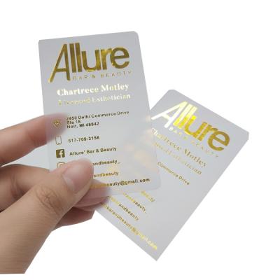 China Business Design Free Gold Foil Custom Transparent Plastic Business Card Printing Services for sale