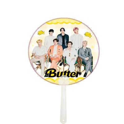 China Korea Factory Wholesale Price Customized KPOP Plastic Waterproof Transparent Shaped Hand Fan With Logo Print For Support for sale