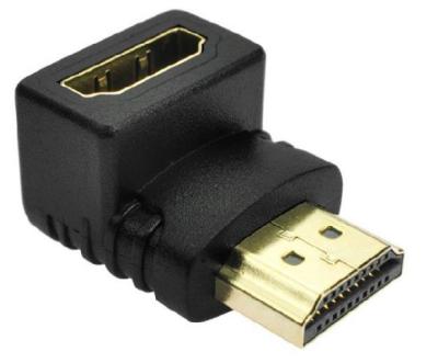 China COMPUTER 1080p 24k Gold Plated 90 Degree Right Angle HDMI Male To Female Adapter for sale