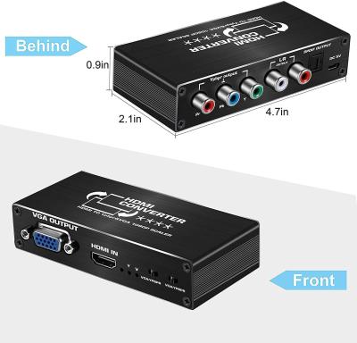 China Hdmi 1080P HDMI One-Two Splitter To Component VGA Converter (YPbPr/RGB 5RCA) Scaler Converter With Toslink SPDIF Audio Output for sale