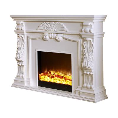 China Hotel simulation of carbon head flame fireplace core decorative resin carving antique wood French electric fireplace fireplace heater for sale