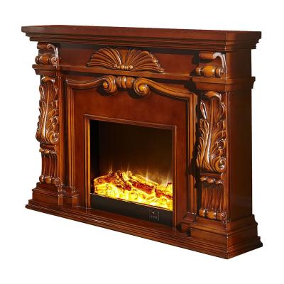 China Hotel simulation of carbon head flame fireplace core decorative resin carving antique wood French electric fireplace fireplace heater for sale