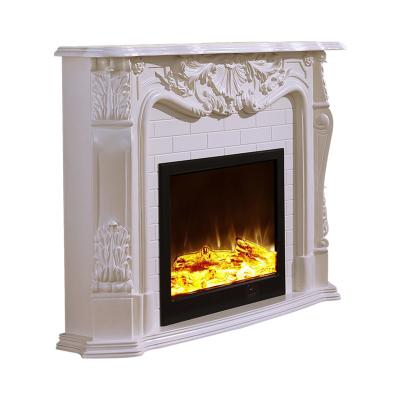 China Remote Control French White Freestanding Heating Shelf Mantel Decorative Hotel Fireplace Electric Fireplace Mantel for sale