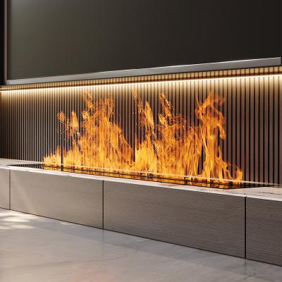 China Cheap Hotel Decor 1700mm Flame 3D Led Atomization Light Water Fire Insert Electric And Steam Steamer Fireplace With Remote for sale