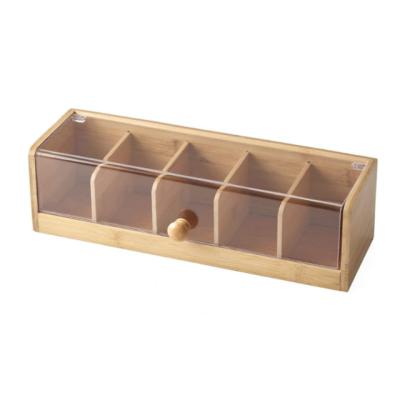 China Sustainable Bamboo Tea Box With Lid Wooden Tea Chest Organizer , Wooden Tea Storage Container for sale