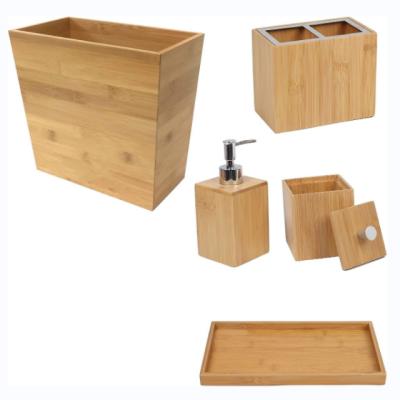 China Nature Eco Friendly Bamboo Color Bathroom Accessory Fittings Sets for sale