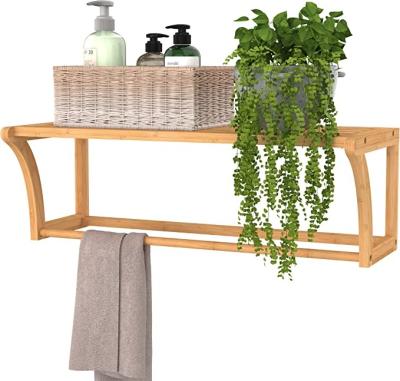 China Modern Multifunctional Decorative Ladder Bamboo Covering Towel Rack with Storage Shelf for Bathroom and Bedroom for sale