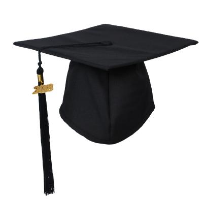 China Economic Graduation Hat 100% - Wholesale Polyester Graduation Hat Tassel Matte Black for sale