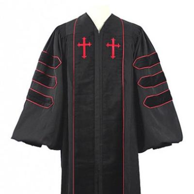 China Can Be Customized 2020 Wholesale Unisex Doctoral Gowns Choir Robe Black Clergy for sale