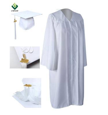 China 2019 Customizable Hot Sale Graduation Cap and Gown with Tassel for High School and College - White for sale