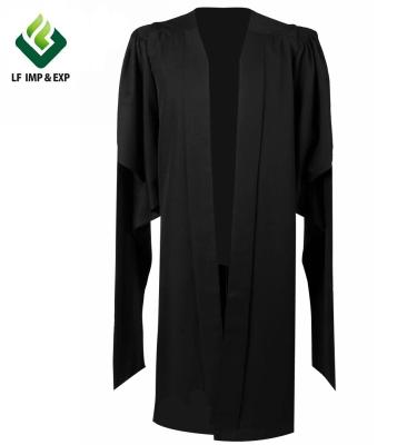 China School UK Style Black Unisex Graduation Hats And Gowns Masters Gown 2021 Black Graduation Gown for sale