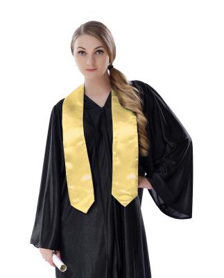 China Adult Adult Unisex Graduation Plain Stole In Yellow / Gold Color Graduation Stole for sale