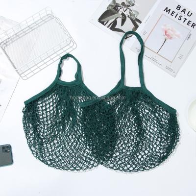 China Reusable Foldable Women Handled Mesh Net Grocery Shopping Tote Bag Fruit Storage Handbag Totes Mesh Net String Shopping Cotton Bag for sale