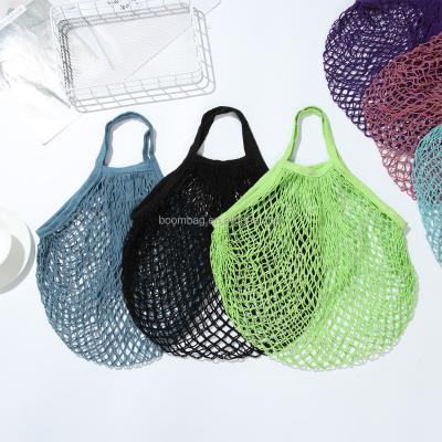 China Reusable Cotton Handled Tote Mesh Woven Net Shoulder Bag Mesh Net Shopping Bag Fruit Shopping Twine Grocery Shopper for sale