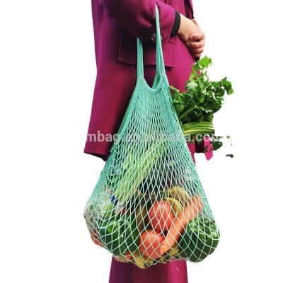 China Women's Shopping Cotton Handled Mesh Net Grocery Tote Bag Fruit Storage Handbag Totes Mesh Shopping Bag Reusable String for sale