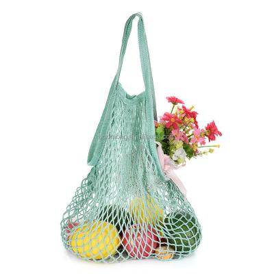 China Portable Reusable Grocery Bags Handled Fruit Vegetable Net Bag Washable Cotton Mesh String Bag for sale