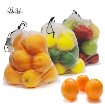 China Reusable Net Food Grocery Bags Washable Fruit And Vegetable Mesh Produce Bags With Drawstring For Shopping And Storage for sale