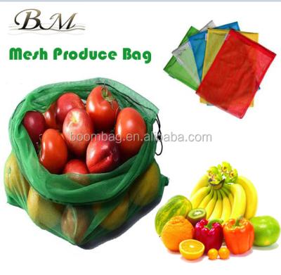 China Mesh Produce Bags Reusable Colorful Grocery Bags Washable Fruit and Vegetable Pantone Dyed Yellow Blue Purple Mesh Produce Bag Colorful Red Green for sale