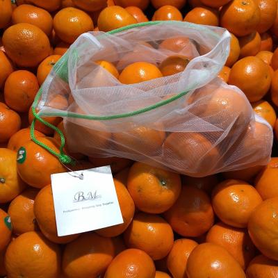 China RPET Mesh Produce Bags Wholesale Reusable Eco-friendly 100% RPET Mesh Bags Net White Product For Fruits And Vegetables for sale