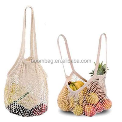 China Reusable Net Organic Cotton Handled Mesh Grocery Shopping Bag 100% Twine Net Organic Cotton With Long Handle For Fruit And Vegetable Storage for sale