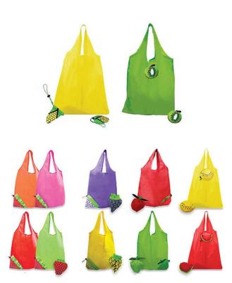 China Eco-Friendly Reusable Recycled Polyester Tote Lemon+melon+grape+Apple+ Kiwi Fruit Shape Foldable Grocery RPET Shopping Bag for sale