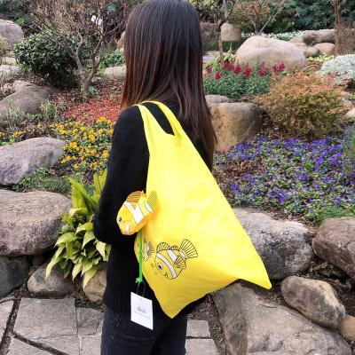 China Folding Shopping Bags Cute Animal Fish Shape Foldable Handbag Grocery Tote Storage Reusable Cartoon Shopping Eco Bags for sale