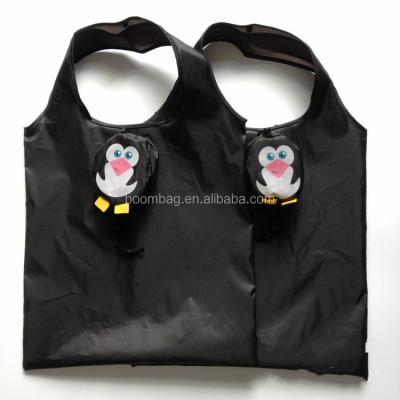 China Cute Cartoon Eco Folding Grocery Animal Portable Reusable Penguin Shaped Foldable Shopping Tote Bag for sale