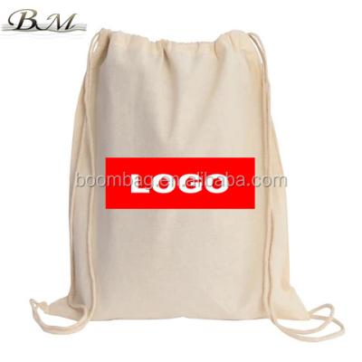 China String Handle Customized Logo Natural Cotton Canvas Drawstring Backpack Sports Gym Bag Bulk Bags Strap Bags For Pulling String Bags for sale