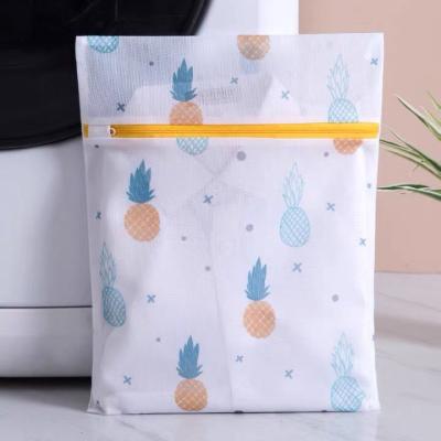 China Foldable Cute Sublimation Printing Mesh Laundry Bag Net Washing Bag For Blouse Hosiery Stockings Underwear Bra Lingerie for sale