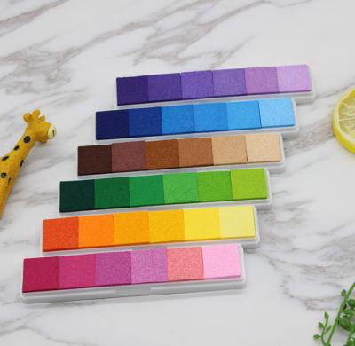 China Small Office 6 Color Gradient Ink Pad Fingerprint Rubber Pad Rubber Pad Fingerprint Color Pad Children's Fingerprint Painting DIY Ink Pad for sale