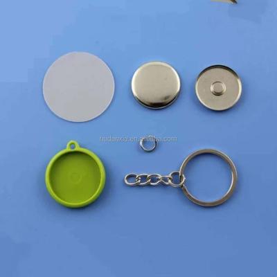 China Pin badge with key chain pin badges 58mm /56mm/50mm/44mm/32mm/25mmround plastic pin button badge parts for sale