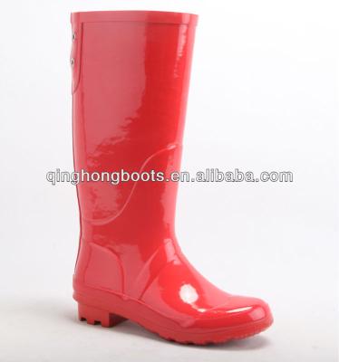 China Lace Up Over The Knee Back Lace Up Red Rubber Rain Boots For Women for sale