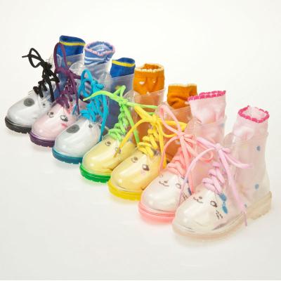 China Clear lace up boots, clear kids rain boots maker for sale